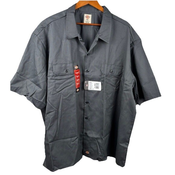 Dickies Men's Size 4XL Short Sleeve Gray Work Shirt Shop Mechanics 1574 NWT New - Picture 2 of 5